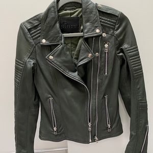 Dark Forest Green Leather Jacket